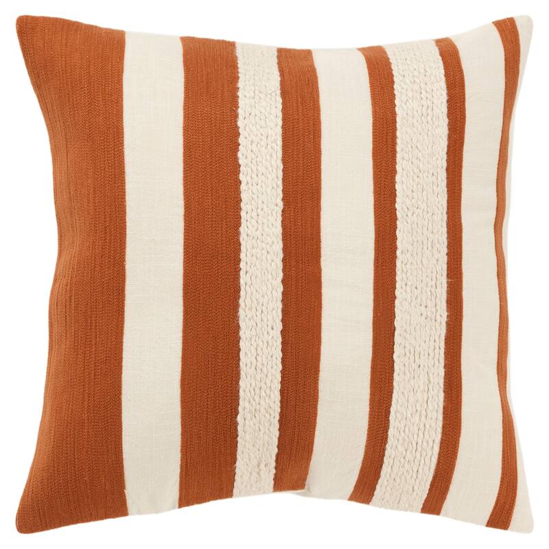 Rizzy Home Transitional Down Filled Pillow - 20" x 20" - Rust/Natural