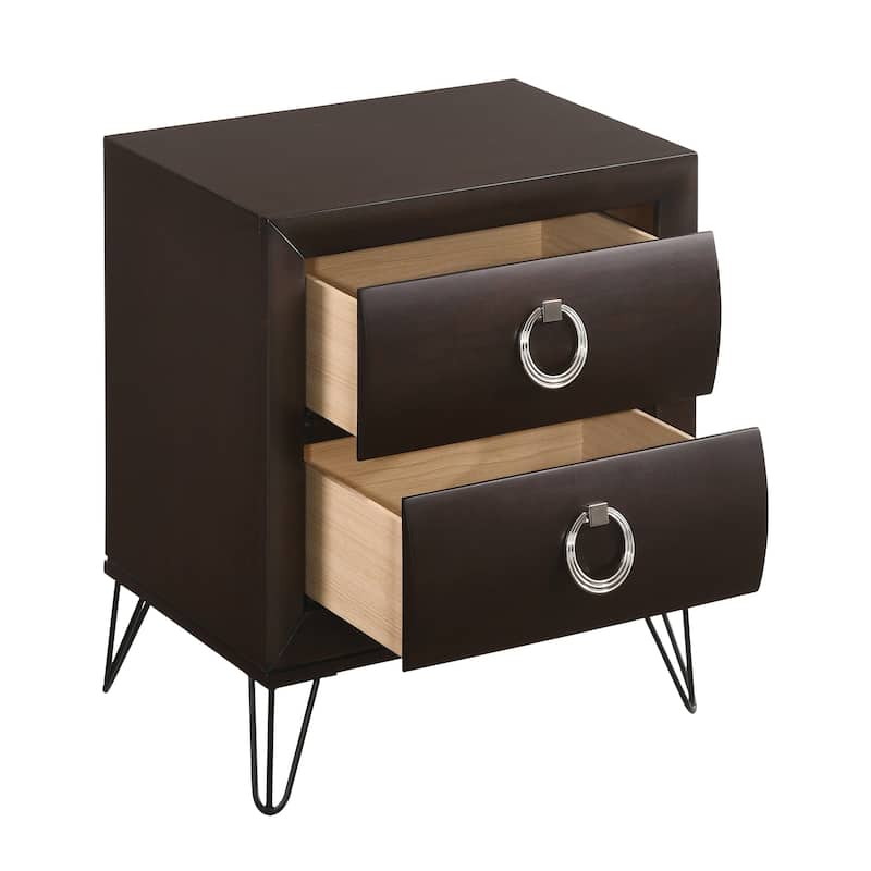 Carrillon Dark Merlot 2-Drawer Nightstand with Hairpin Legs