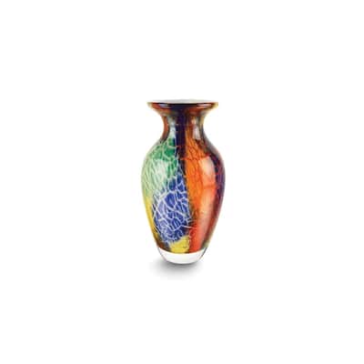 Curata Firestorm Handcrafted Murano Style Glass Urn Vase