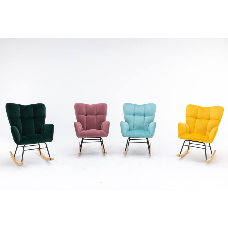 31.5" High Back Buttons Tufted Rocking Chair