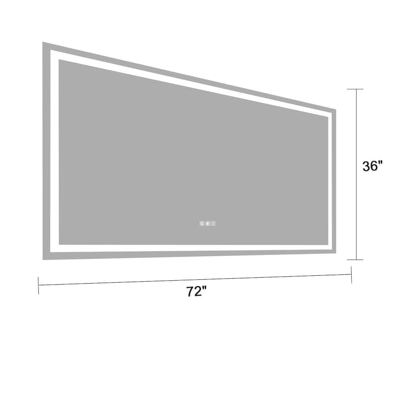 72" x 36" Rectangular Frameless Dimmable Wall Mounted LED Bathroom Vanity Mirror - 72''36''
