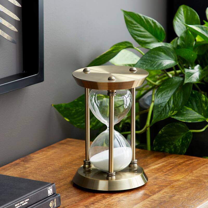 Brass Metal Hourglass Sand Timer - 6 x 9