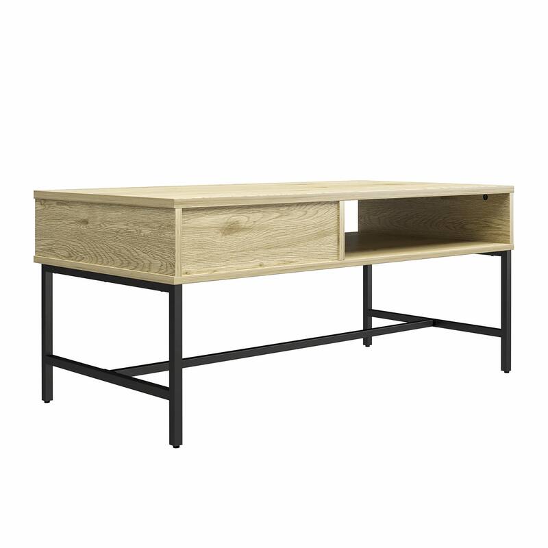 Anmytek Minimalist Modern Two-Toned Coffee Table with Open Shelf and Drawer