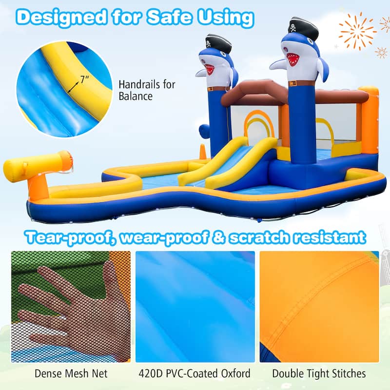 Gymax Inflatable Water Slide Park Bounce House Splash Pool Water