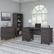 preview thumbnail 44 of 66, Somerset 60W Office Desk with Cabinet and 5 Shelf Bookcase in Ash Gray Storm Gray
