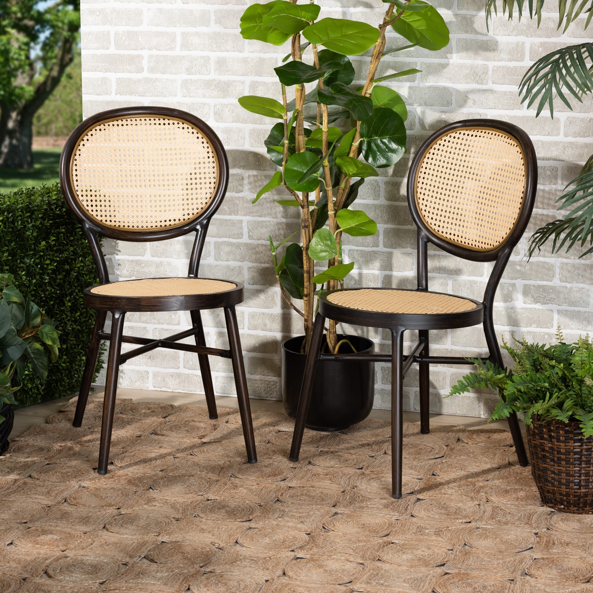 Plastic rattan dining chairs sales