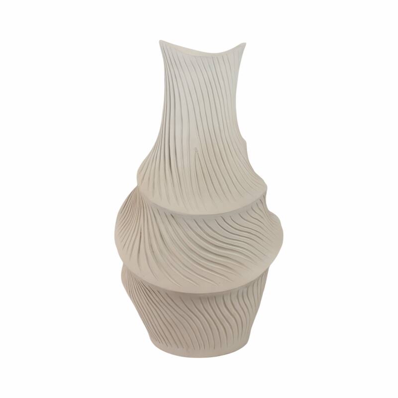 Resin Vase with Sculptural Textured Design and Curved Detailing
