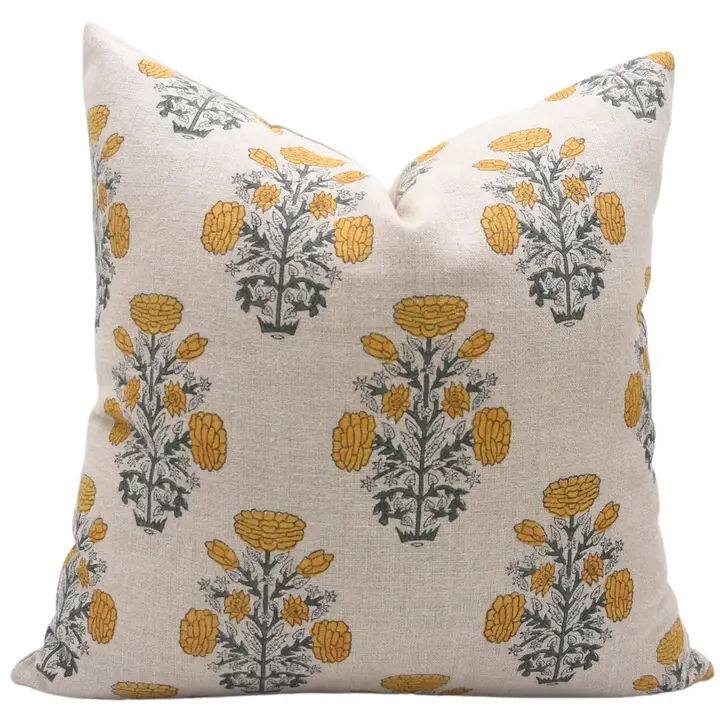 Fabdivine Thick Linen Block Print Cushion Case Sofa Comfort Sustainable, Swadesh