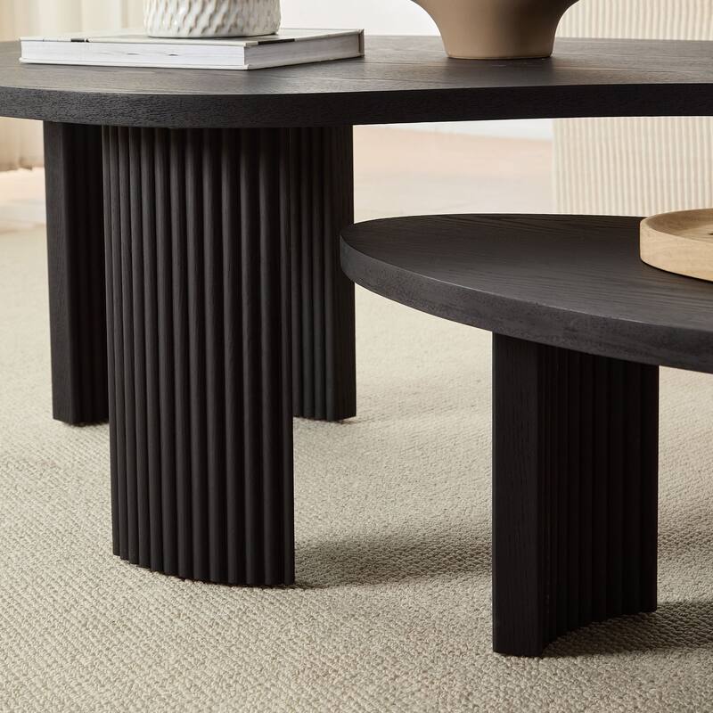 Set of 2 Irregular Shape Coffee Tables Modern Nesting Coffee Tables