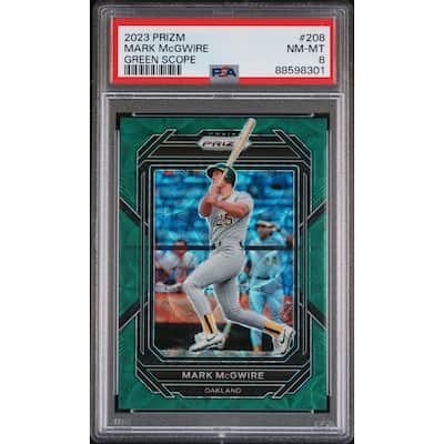 Mark McGwire 2023 Panini Prizm Green Scope Baseball Card #208 Graded PSA 8 39/75 - 8'6" x 11'6"