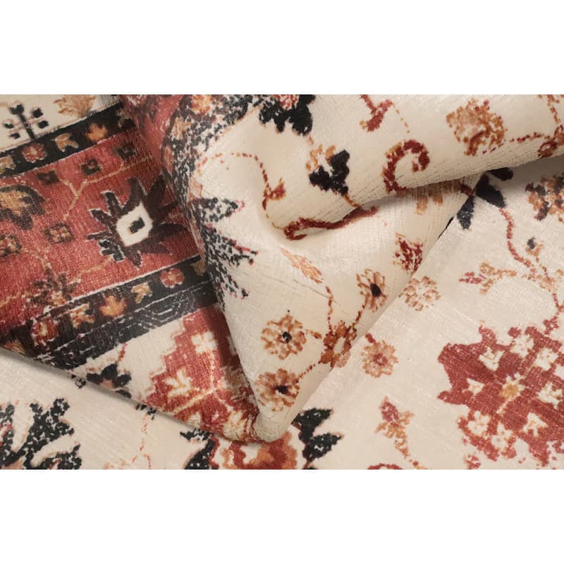 Hand Knotted Oriental Viscose Silk Carpet Transitional All-Over Beige & Ivories Oushak Area Rug - 7' 8'' X 5' 0''