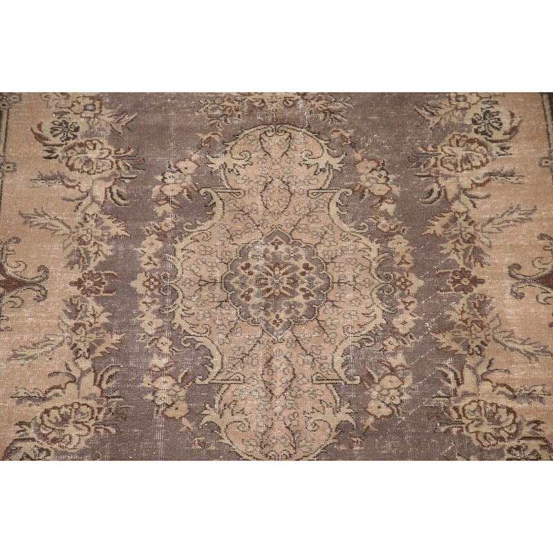 Distressed Sparta Turkish Vintage Area Rug Handmade Wool Carpet - 6'2"x 9'5"
