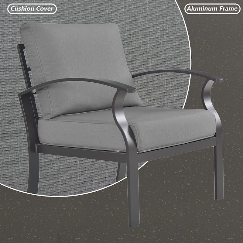Aluminum Patio Furniture Set with FirePit Ottomans Swivel Chairs,Sectional Sofa with Thick Seat Cushions for Porch Garden