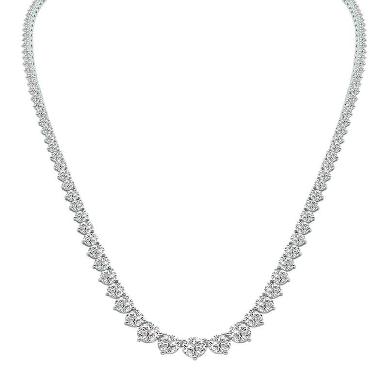 Marquee 25 Carat TW Graduated Lab Grown Diamond Tennis Necklace in 14K White Gold