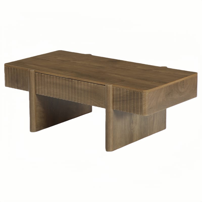 47" Wood Coffee Table with 2 Storage Drawers, Rectangular Living Room Table - Brown