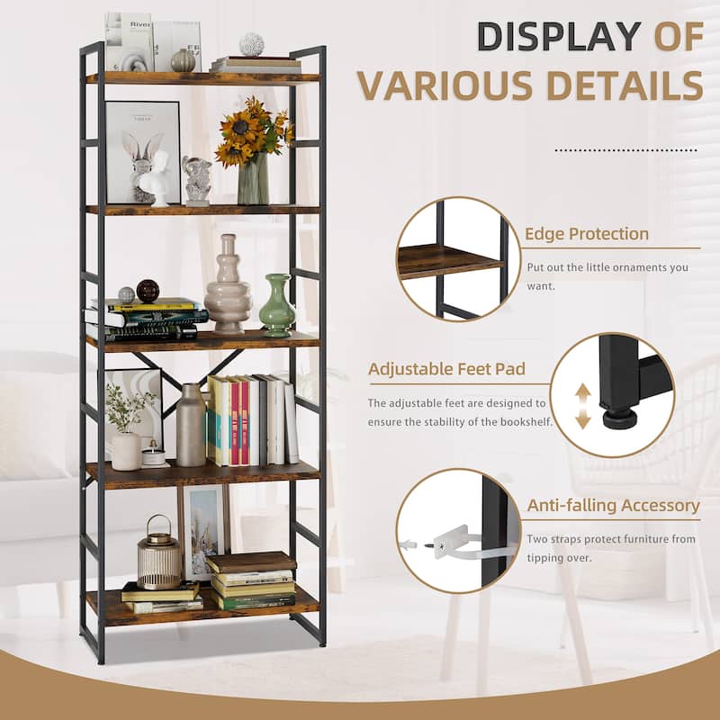 Futzca 5 Tier Storage Bookshelf