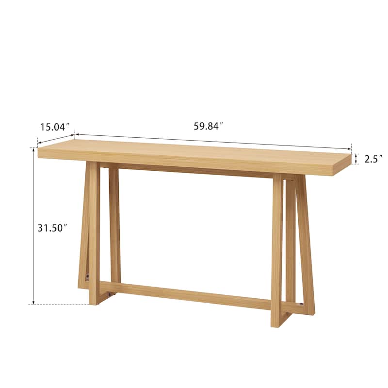 GDFStudio Theryn Magnesium Oxide Console Table with Wood Grain Design and Versatile Use
