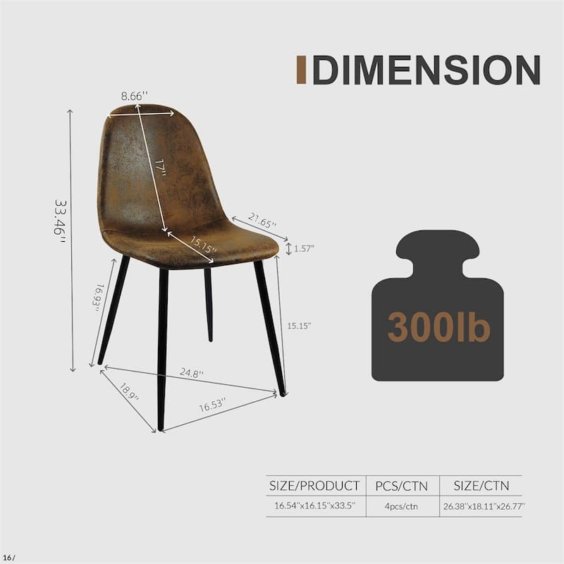 Modern Dining Room Chairs with Metal Legs(Set of 4) - N/A