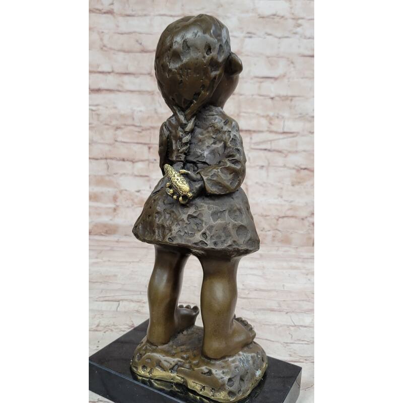 Signed Original Artwork By Milo Chinese Girl Holding Basket Bronze Sculpture