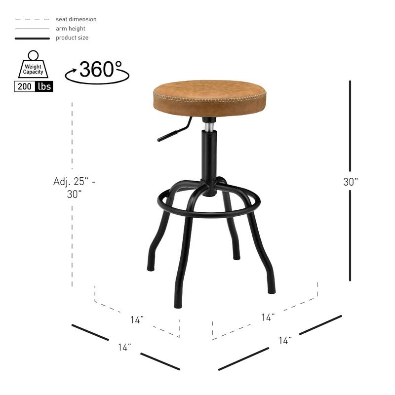 Eaton Faux Leather Gaslift Swivel Bar Stool