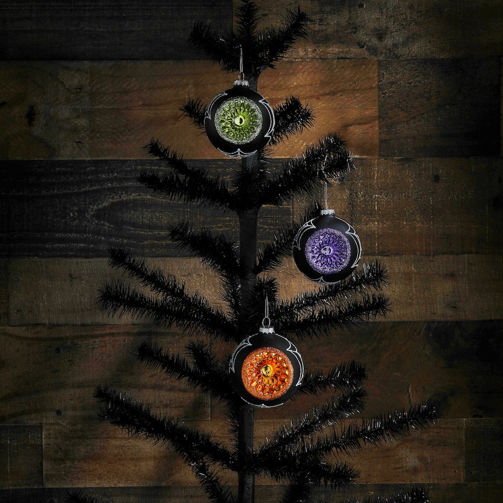 3" Glass Reflector Ball Ornament Box of 3