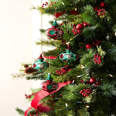 Glittered Reflector Glass Christmas Ornaments - 4" - 6ct