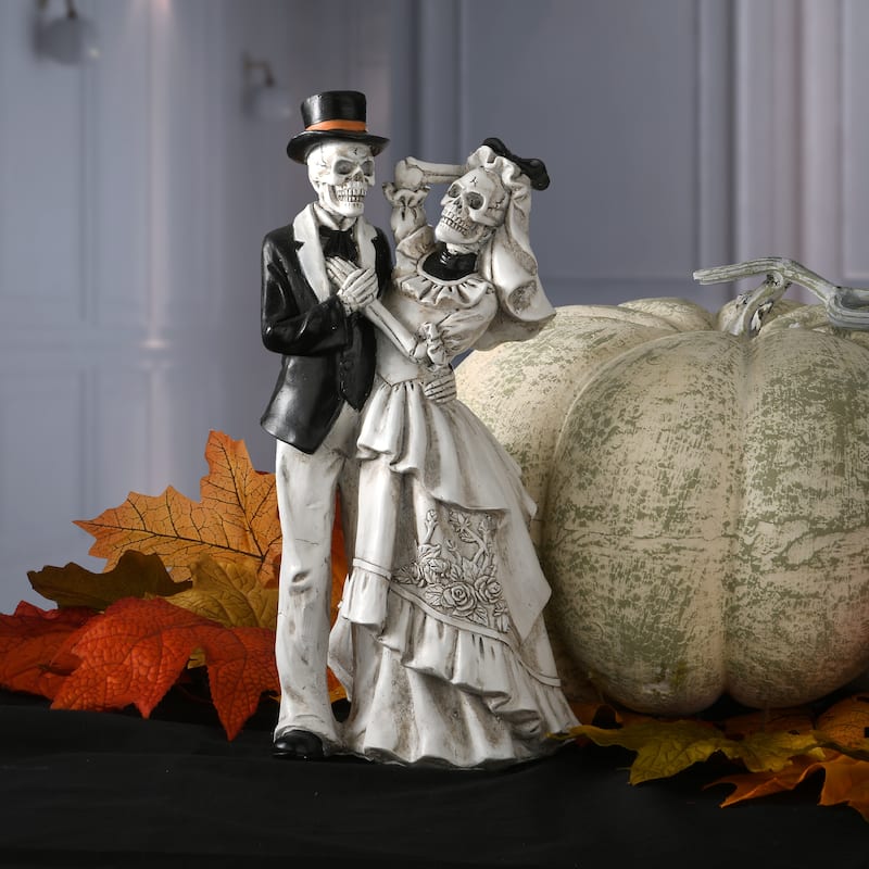 National Tree Company Halloween Skeleton Bride and Groom Decoration, Halloween Collection, 11 inches - 11 in