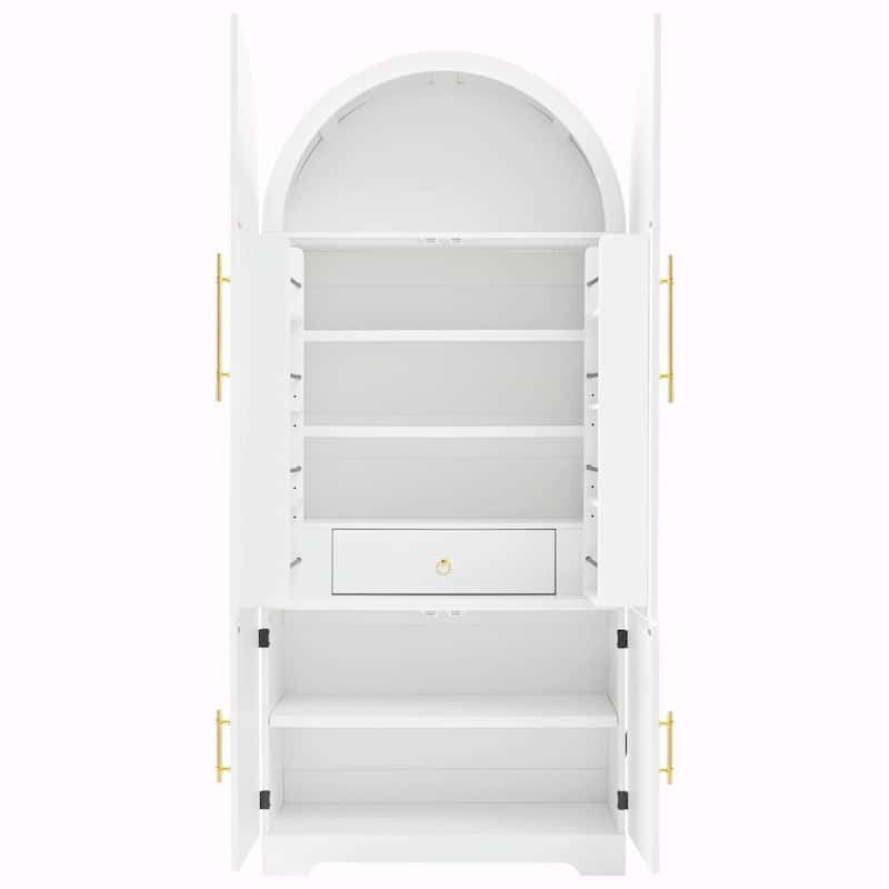 72" Tall Arched Kitchen Pantry Cabinet
