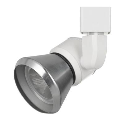 10W Integrated LED Metal Track Fixture with Cone Head, White and Silver