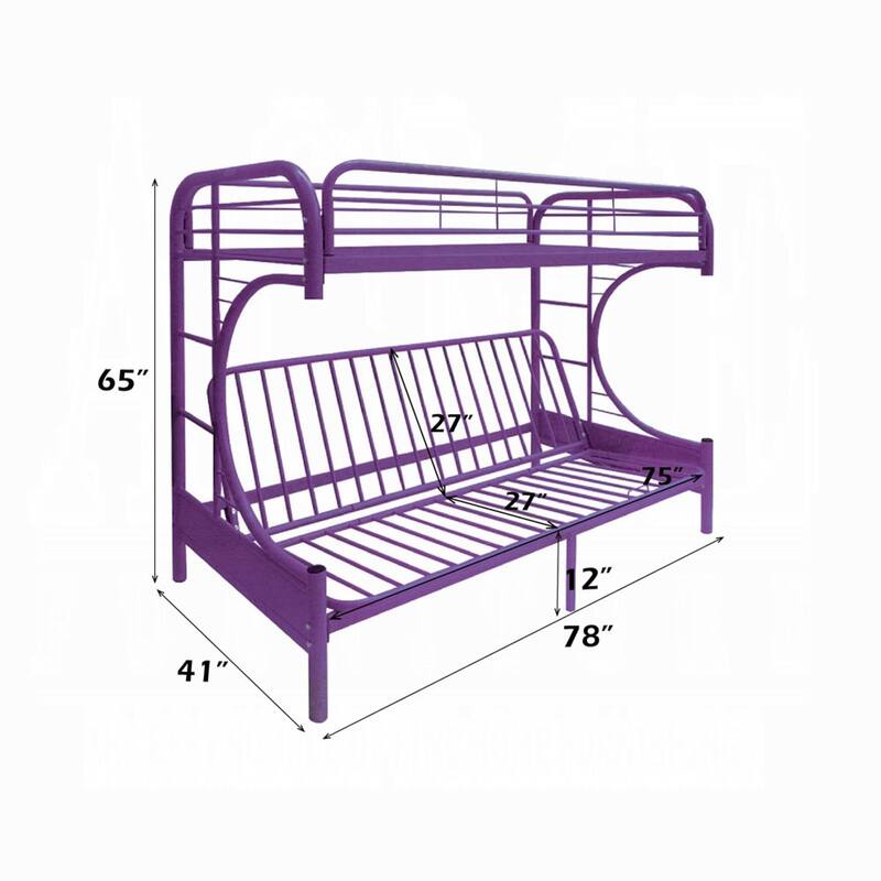 Metal Twin over Full Size Futon Bunk Bed, Purple