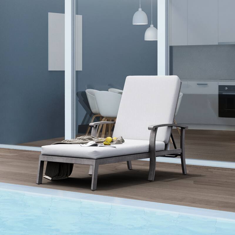 Outdoor Alumiunm Gray Patio Chaise Lounge Chair