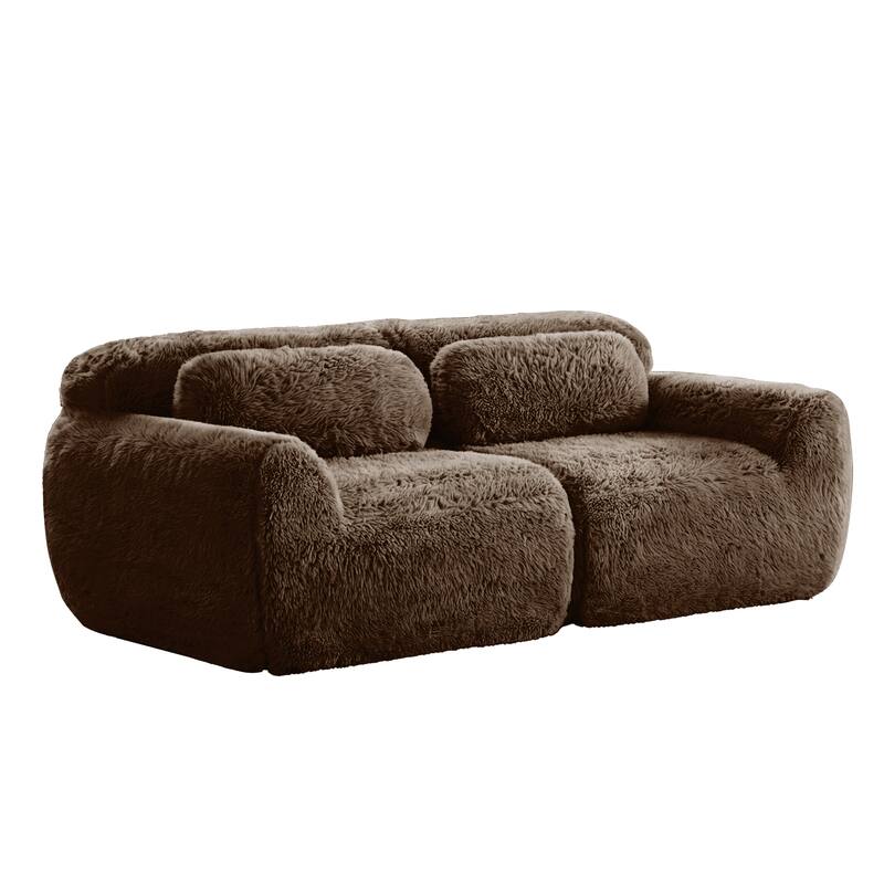 Homy Casa Chocolate Plush Fabric Non-Slip Modular Floor Sofa Sectional