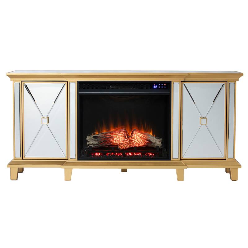 SEI Furniture Talmar Mirrored Fireplace Media TV Stand for TV's up to 62"