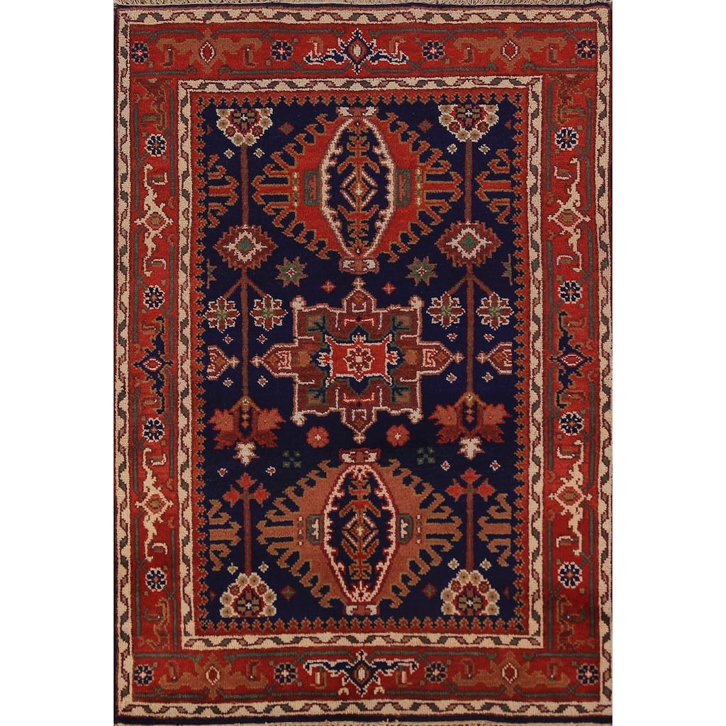 Orange Khottan Oriental Accent Rug Hand-Knotted Wool Carpet - 4'1"x 5'10"