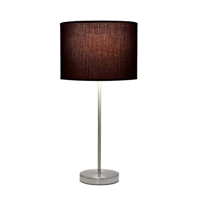Stick Base Table Lamp with Black Drum Shade - 23" - Brushed Nickel Finish
