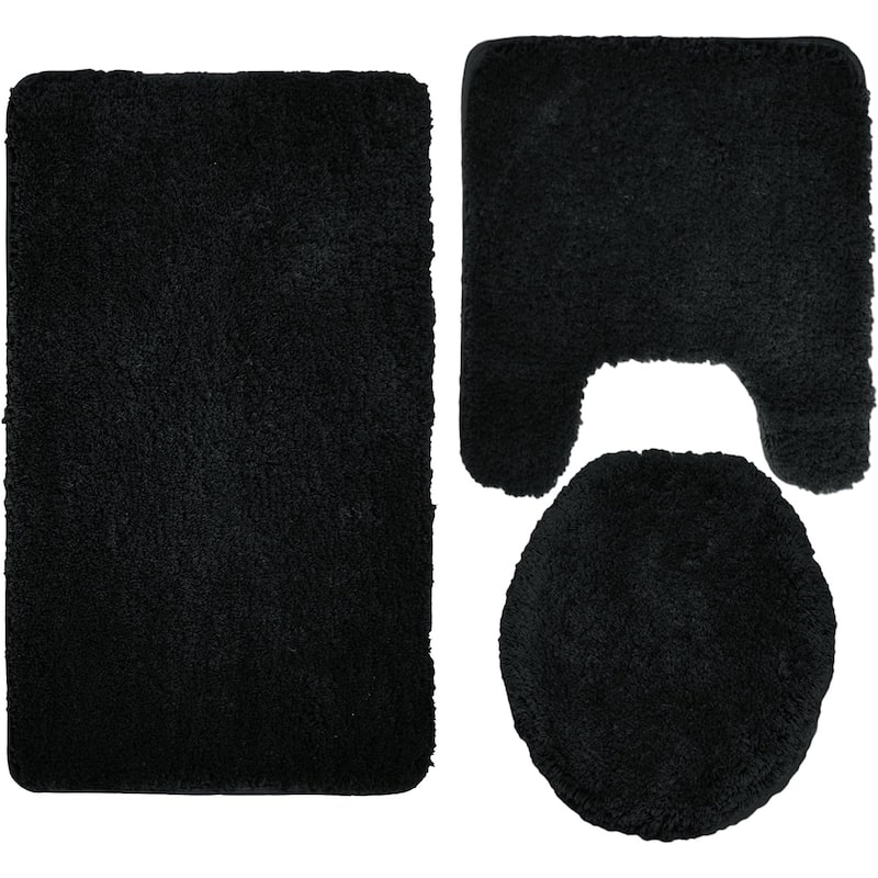 Queen Mary 3 Piece Bathroom Rug Set, Luxury Soft Plush Bath Mat, Contour Rug, Lid Cover, Non-Slip