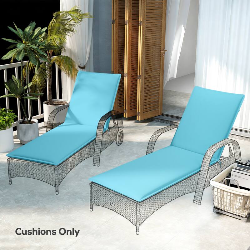 Outsunny Outdoor Lounge Chair Cushion Set of 2, UPF50+ 200gsm Fabric and 25D High-Density Foam