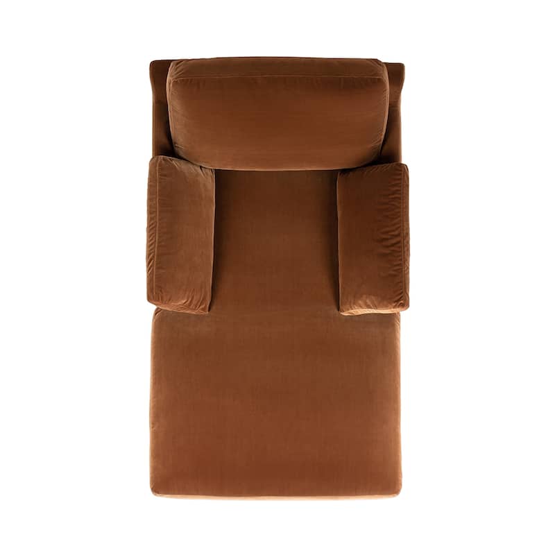 Pasadena 63" Loose Pillow Back Velvet Upholstered Chaise Lounge Chair - 63"W X 37"D X 35.5"H