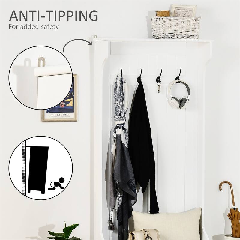Hall Tree with Coat Rack and Sitting Bench