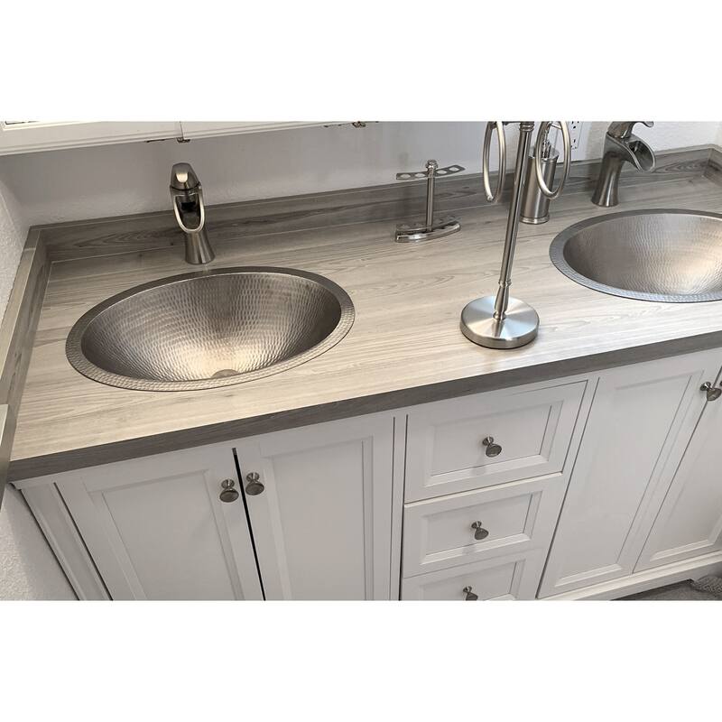 19-in Oval Under Counter Hammered Copper Bathroom Sink in Nickel (LO19FEN)