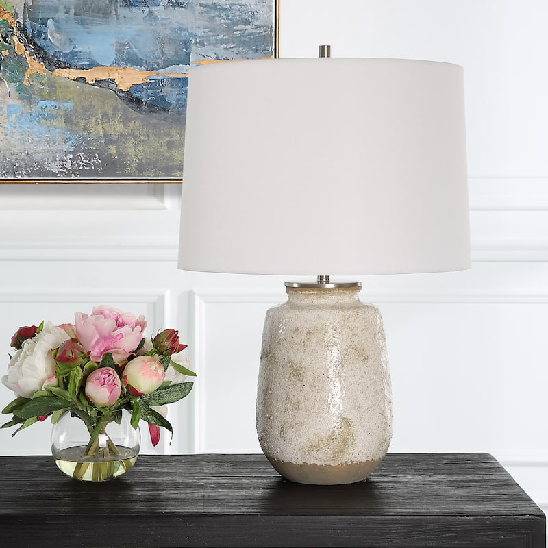 Uttermost Medan Taupe and Gray Table Lamp - 22"H, Shade 10"H x 15"Dia.