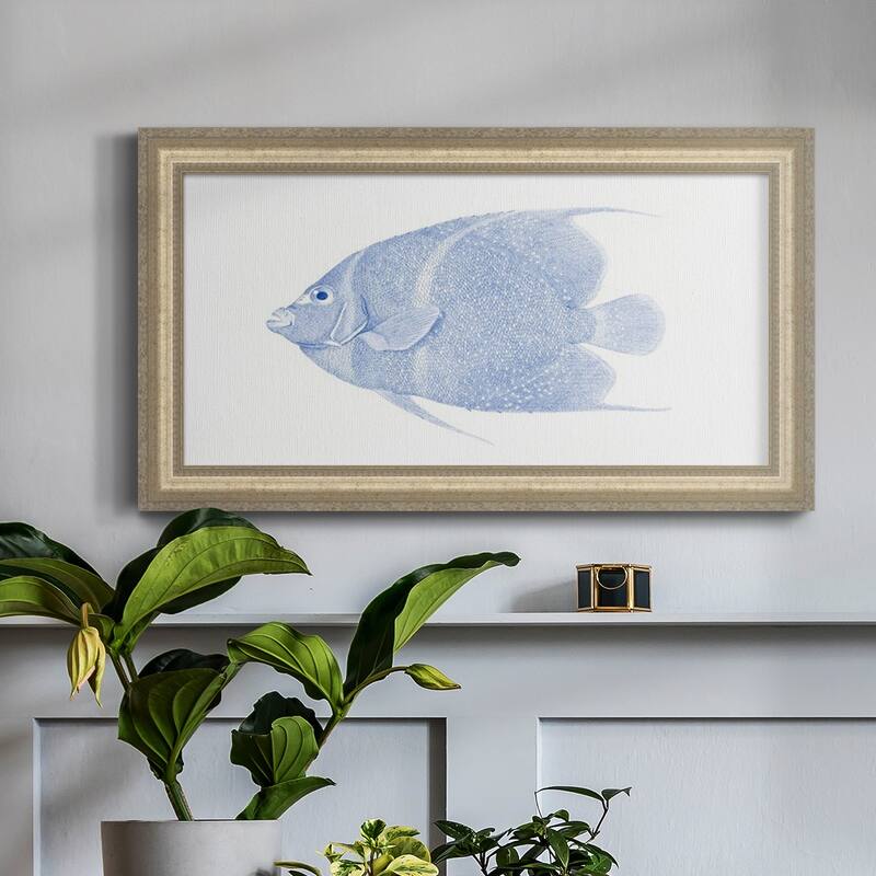 Blue & White Tropical Fish V Premium Framed Canvas- Ready to Hang