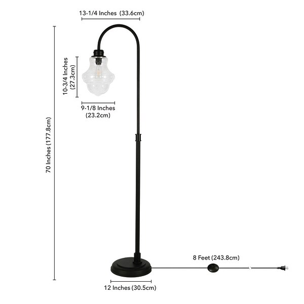 Matte black floor lamp with seeded glass on sale