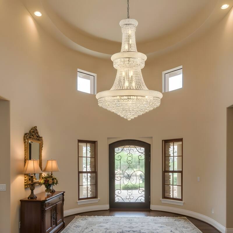 32-Inch Crystal Chandelier, 27-Light Ceiling Light with LED Bulbs - N/A