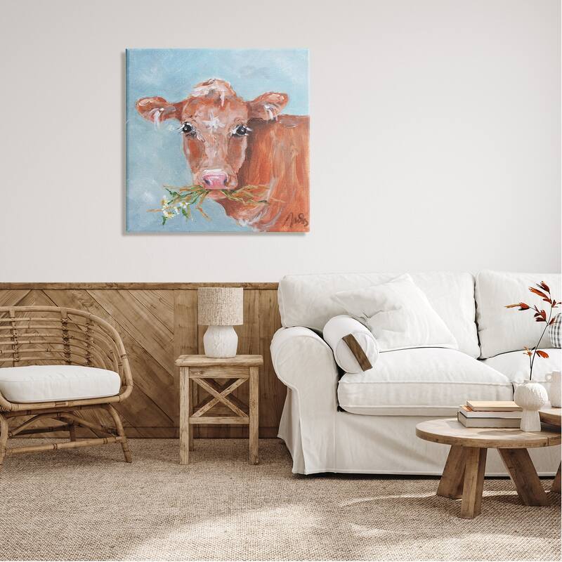 Stupell Cattle With Herb Sprigs Portrait Canvas Wall Art by Molly Susan Strong