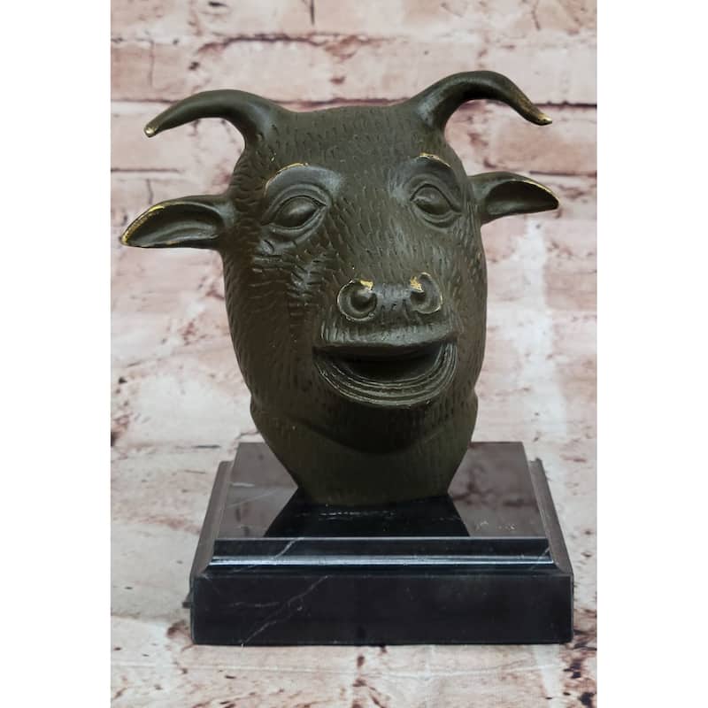 Bronze Imitative Bull Or Ox Head Statue Realistic Farmhouse Sculpture Decor