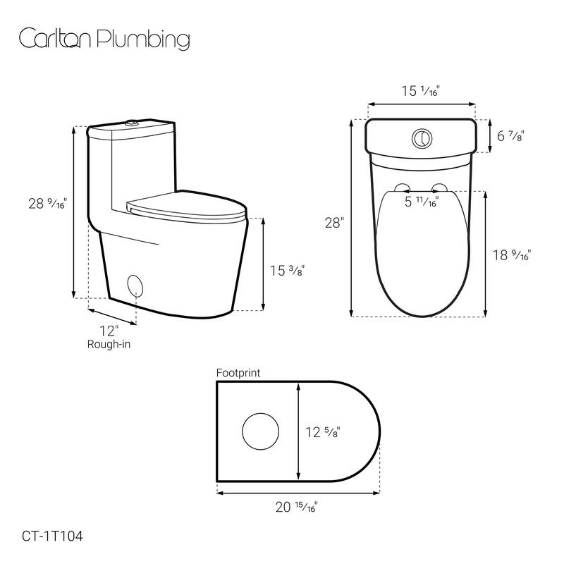 Fulton One-Piece Elongated Toilet Dual-Flush 1.1/1.6 Gpf - 27.95" x 15.15" 28.35"