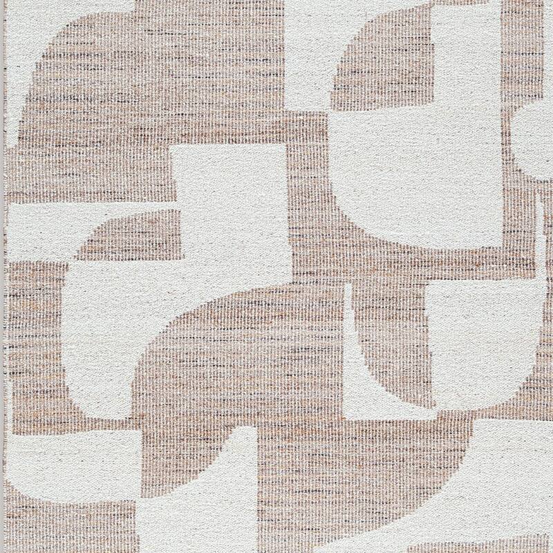 Jimmy 5 x 7 Area Rug, Abstract Pattern Polyester, Cotton Back, Beige Brown - 5 x 7