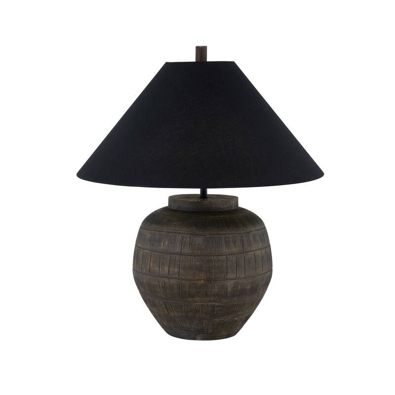 Stover 25" Table Lamp with Linen Shade, Black/Brown (Set of 2)