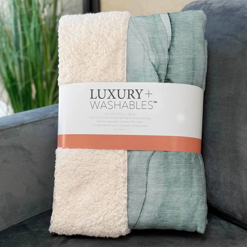 Premium Machine Washable Abstract Contemporary Sherpa Throw Blanket